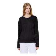 Luxe Crew Neck Sweater Katoen Kasjmier Massimo Alba , Black , Dames