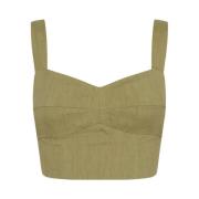 Pistache Bustier Top met Brede Bandjes Cortana , Green , Dames