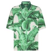 Banana-tree Print Oversize Polo Shirt Dolce & Gabbana , Green , Heren