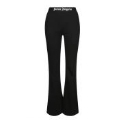 Flare Sweatpants met Logo Tape Palm Angels , Black , Dames