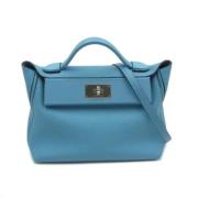Pre-owned Leather handbags Hermès Vintage , Blue , Dames