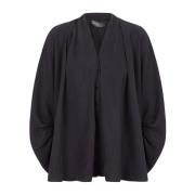 Velvet Smoke Silk Blouse Cortana , Black , Dames