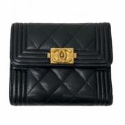 Pre-owned Leather wallets Chanel Vintage , Black , Dames