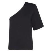 Flared Sleeve One-Shoulder T-Shirt MVP wardrobe , Black , Dames