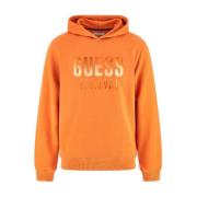 Beau Hoodie Sweatshirt Abrikoos Guess , Orange , Heren