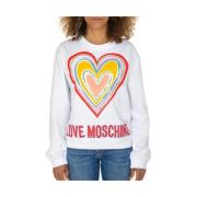 Kleurrijk Hart Ontwerp Sweatshirt Love Moschino , White , Dames