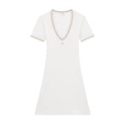 Contrast V-hals Mini Jurk Courrèges , White , Dames