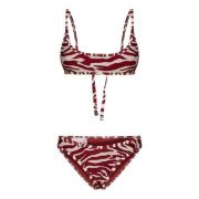 Zebra Print Bikini Badkleding Rood The Attico , Multicolor , Dames