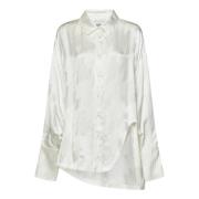 Oversized Wit Jacquard Satijnen Shirt The Attico , White , Dames