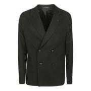 Dubbelbreasted Fleece Effect Jas Tagliatore , Black , Heren