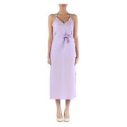Midi viscose jurk met riem Armani Exchange , Purple , Dames