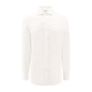 Witte Linnen Overhemd Franse Kraag Brunello Cucinelli , White , Heren