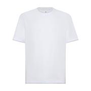 Katoenen Jersey Crew Neck T-shirts Brunello Cucinelli , White , Heren