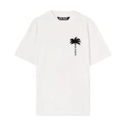 Logo Print Crew Neck T-shirts Palm Angels , White , Heren