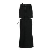 Zwarte Denim Rok met Uitsnijding The Attico , Black , Dames