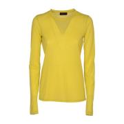 Gele Sweater Girocollo ML Roberto Collina , Yellow , Dames
