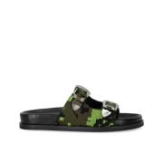 Militaire Jacquard Slide Sandalen Strategia , Multicolor , Dames