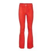 Rode Suède Flare Broek Ivy Arma , Red , Dames