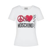 Casual Katoenen T-shirt Moschino , White , Dames