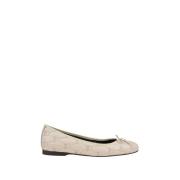 Witte Leren Gewatteerde Ballerina Schoenen Pinko , Beige , Dames