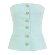 Turquoise Strapless Knoop-Top Pinko , Blue , Dames