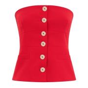 Rode Strapless Knoop-Top Pinko , Red , Dames