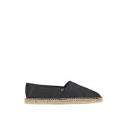 Gancini Logo Zwarte Espadrilles Leer Salvatore Ferragamo , Black , Her...