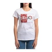 Bedrukt T-shirt met applicaties Liu Jo , White , Dames
