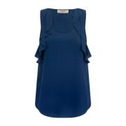 Blauwe Ruches Mouwloze Top Twinset , Blue , Dames