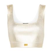 Gouden Metallic Gebreide Top Elisabetta Franchi , Yellow , Dames