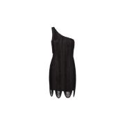 Zwarte franje one-shoulder jurk Alessia Santi , Black , Dames
