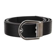 Boomschors Leren Riem met Chroom Gesp Montblanc , Black , Heren