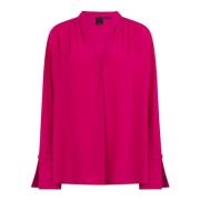 Fuchsia Lange Mouw V-Hals Blouse Pinko , Pink , Dames