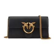 Zwarte Love Clutch met Ketting Pinko , Black , Dames