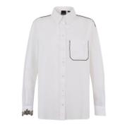 Witte Klassieke Shirt met Geborduurde Zak Pinko , White , Dames