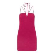 Fuchsia Mini Jurk met V-Hals Patrizia Pepe , Pink , Dames