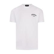 Wit Katoenen T-shirt met Bedrukte Tekst Dsquared2 , White , Heren