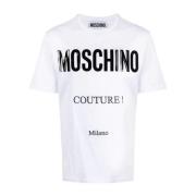 Casual Katoenen T-Shirt Moschino , White , Heren