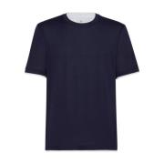Gelaagde Zijde-Katoen T-shirts en Polos Brunello Cucinelli , Blue , He...