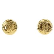 Pre-owned Metal earrings Chanel Vintage , Yellow , Dames