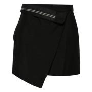Zwarte Wrap Shorts Mohair Twill Design Fendi , Black , Dames