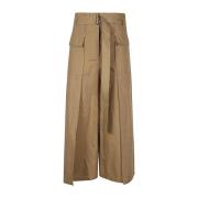 Wijde Pijp Bruine Katoen Linnen Broek Max Mara Weekend , Brown , Dames