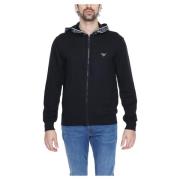 Gedrukte Hoodie Met Ritssluiting Emporio Armani , Black , Heren