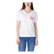 Wit V-hals T-shirt Love Moschino , White , Dames