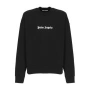 Zwarte Katoenen Sweatshirt met Bedrukt Logo Palm Angels , Black , Here...