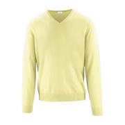 Luxe V-Neck Wool Cashmere Sweater Malo , Yellow , Heren