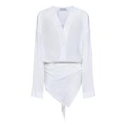 Witte Muslin Shirt Mini Jurk The Attico , White , Dames