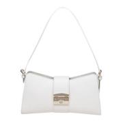 Leren schoudertas met clipsluiting Furla , White , Dames