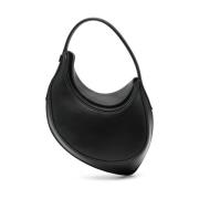 Zwarte Leren Curve-Edge Top Handtas Mugler , Black , Dames