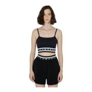 Elastische Taille Crop Top Mouwloos John Richmond , Black , Dames